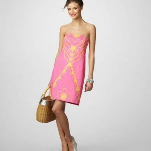 Lilly Pulitzer Bowen Embroidered Dress, Hotty Pink, 2 - Picture 6 of 10